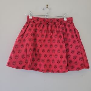 Madewell Red Floral Medallion Printed Cotton Skirt